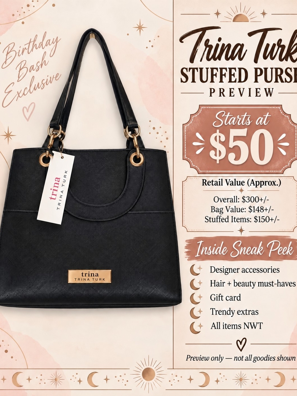 Trina Turk Black Stuffed Bag - Birthday Bash Exclusive
